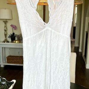 FREE PEOPLE White Dress Tunic Top Embroidered large